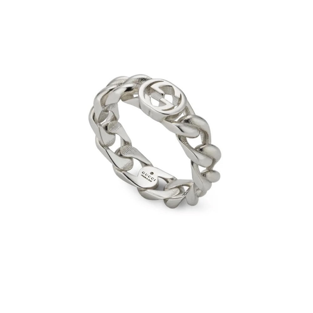 Gucci Silver Women's Ring with Intricate Design